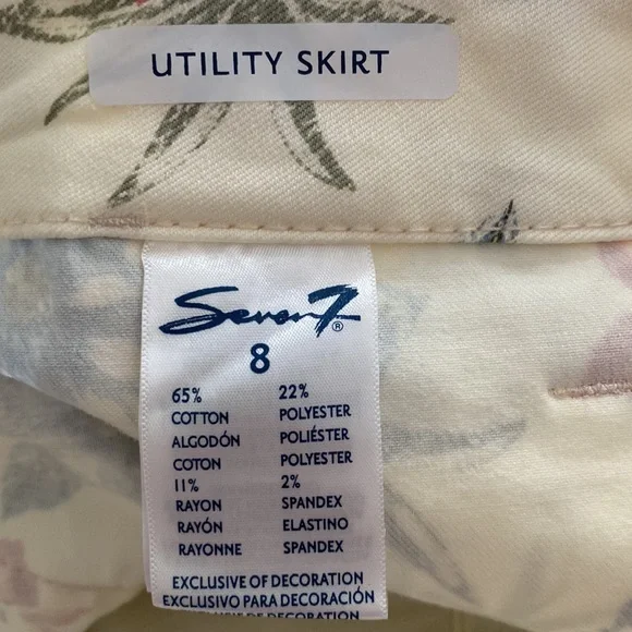 Seven7 Pale yellow Floral Utility Skirt Size 8 NWT - Picture 5 of 9